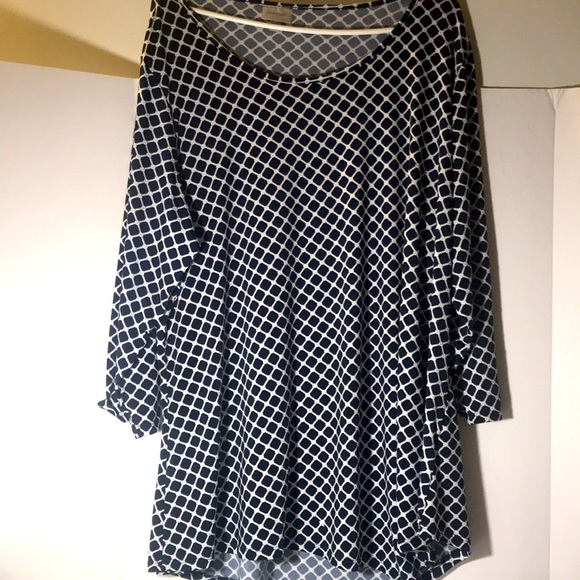 Avenue top size 22 24 long sleeves navy square pattern white office core - Picture 1 of 10